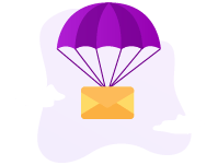 Illustration d'une lettre accrochée à un parachute